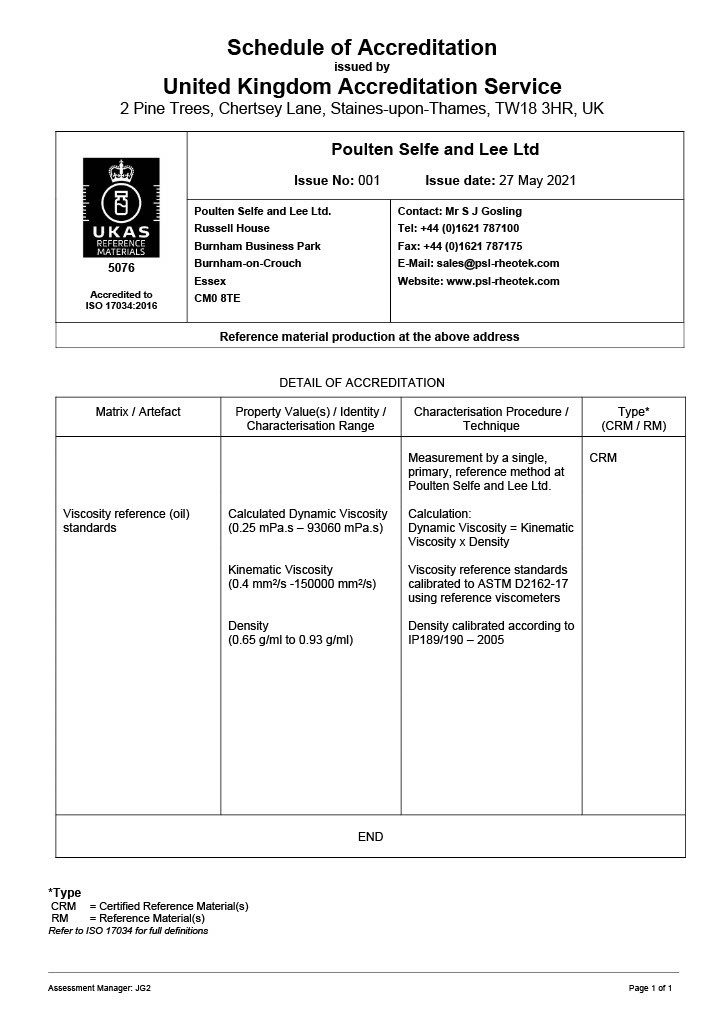 Reference Material Producer - 5076 - UKAS Schedule of Accreditation